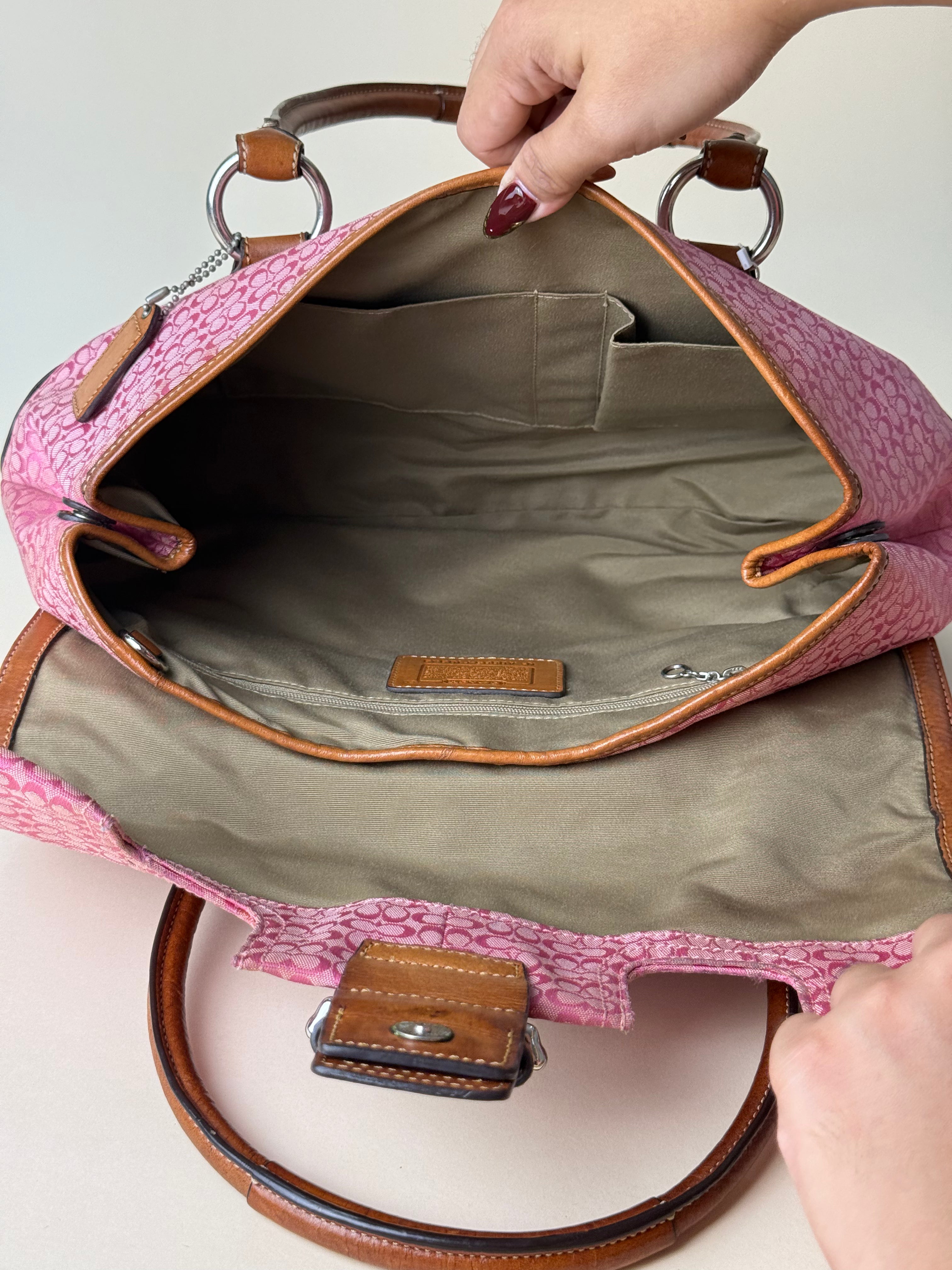 Coach Signature Soho Buckle Flap Satchel - Pink