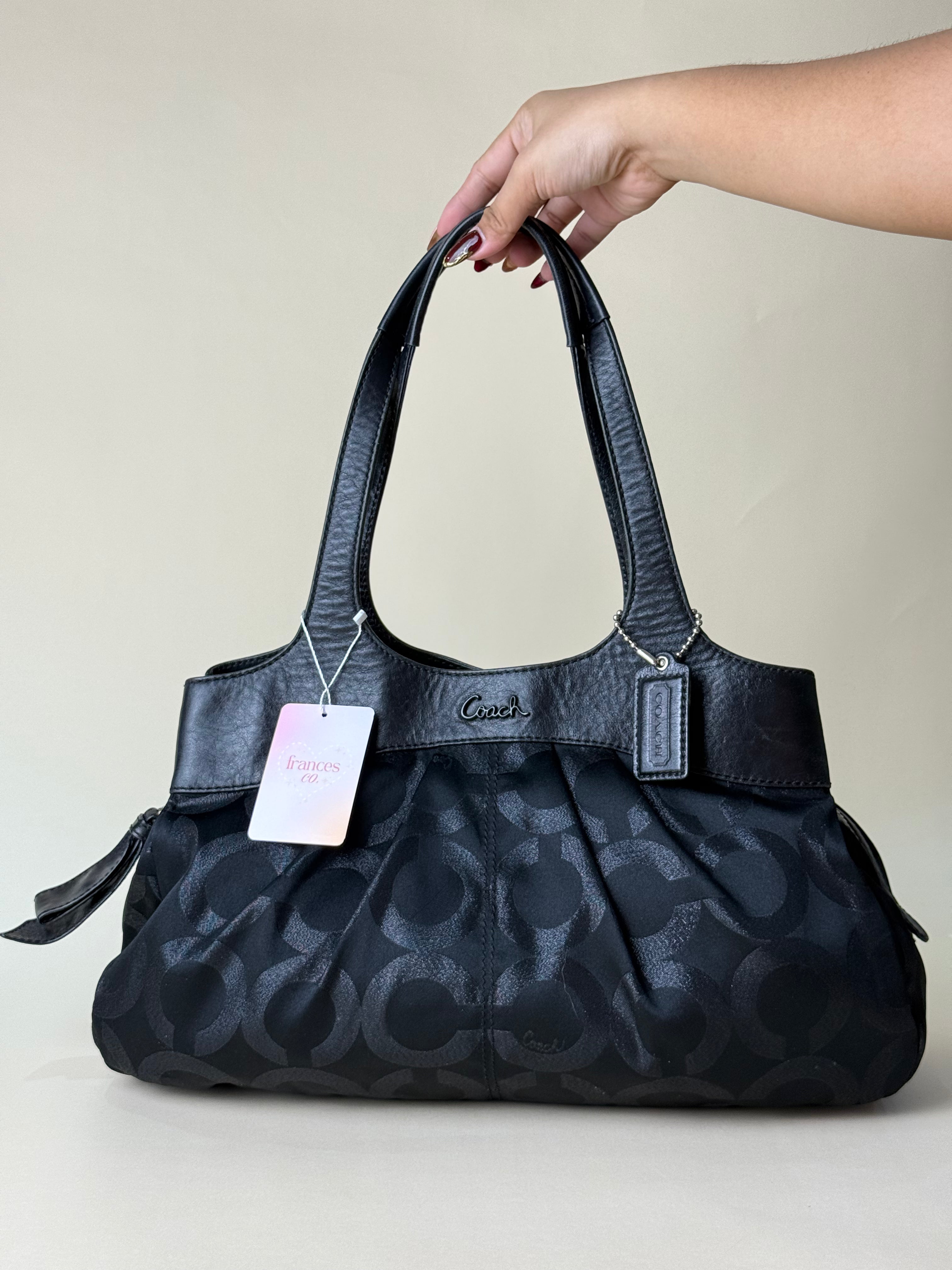 Coach Madison Op Art Glitter Lexi Hobo - Black