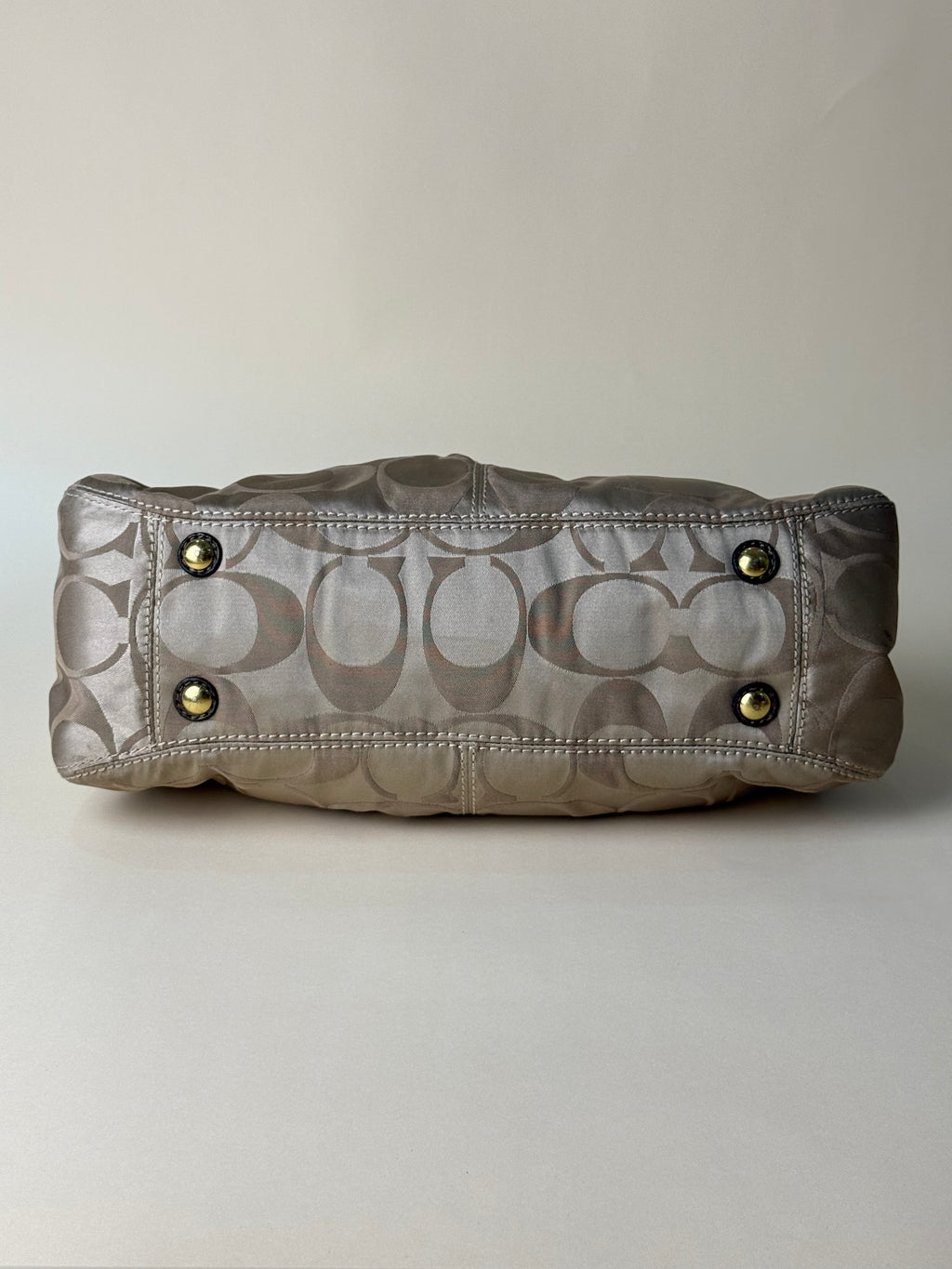 Coach Signature Garnet Turnlock Pleated Satchel - Khaki/Brown