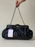 Coach Mini Garnet Turnlock Bag - Glossy Black Snake Embossed