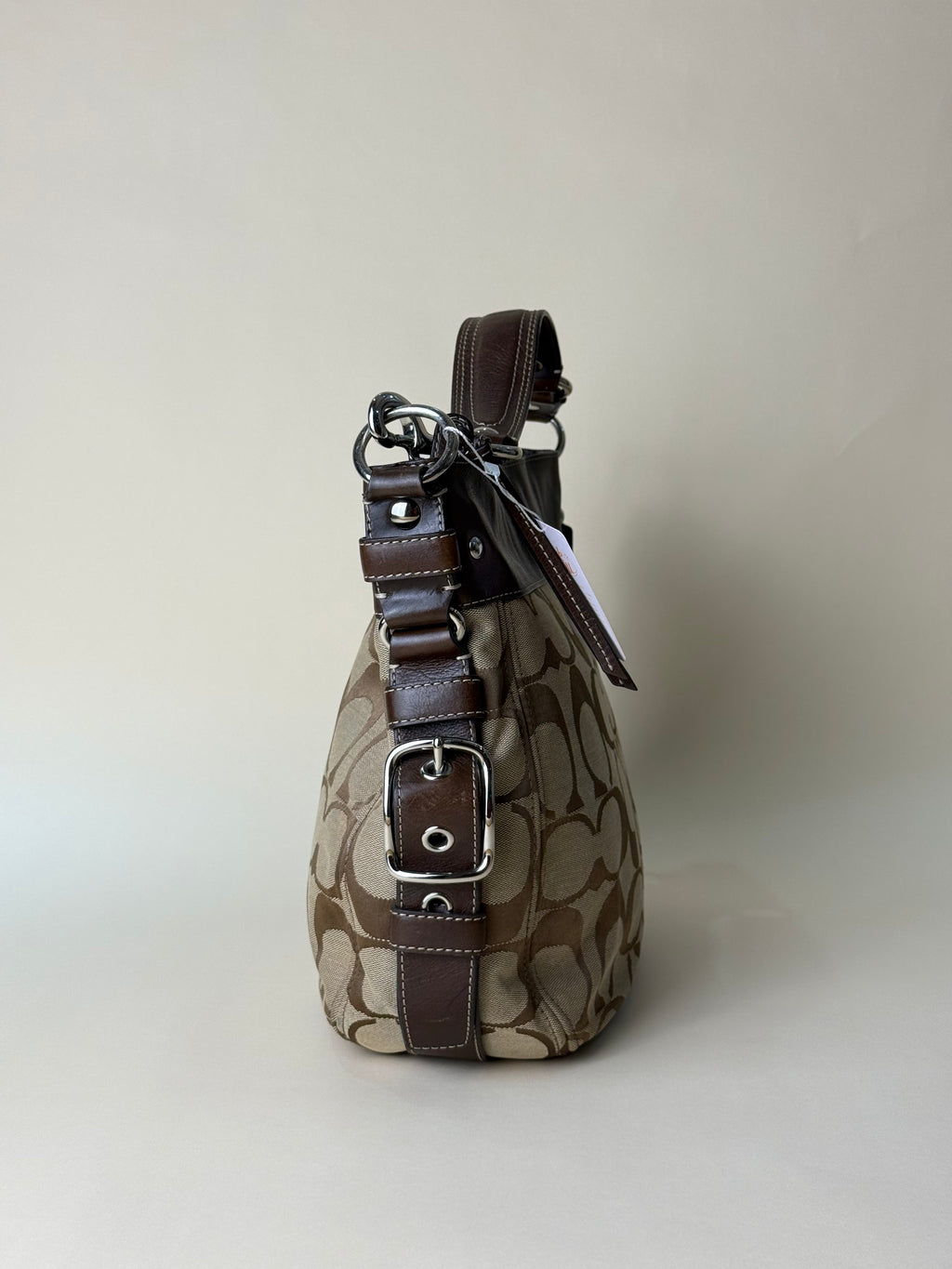 Coach Zoe Large Signature Shoulder Bag - Khaki/Brown