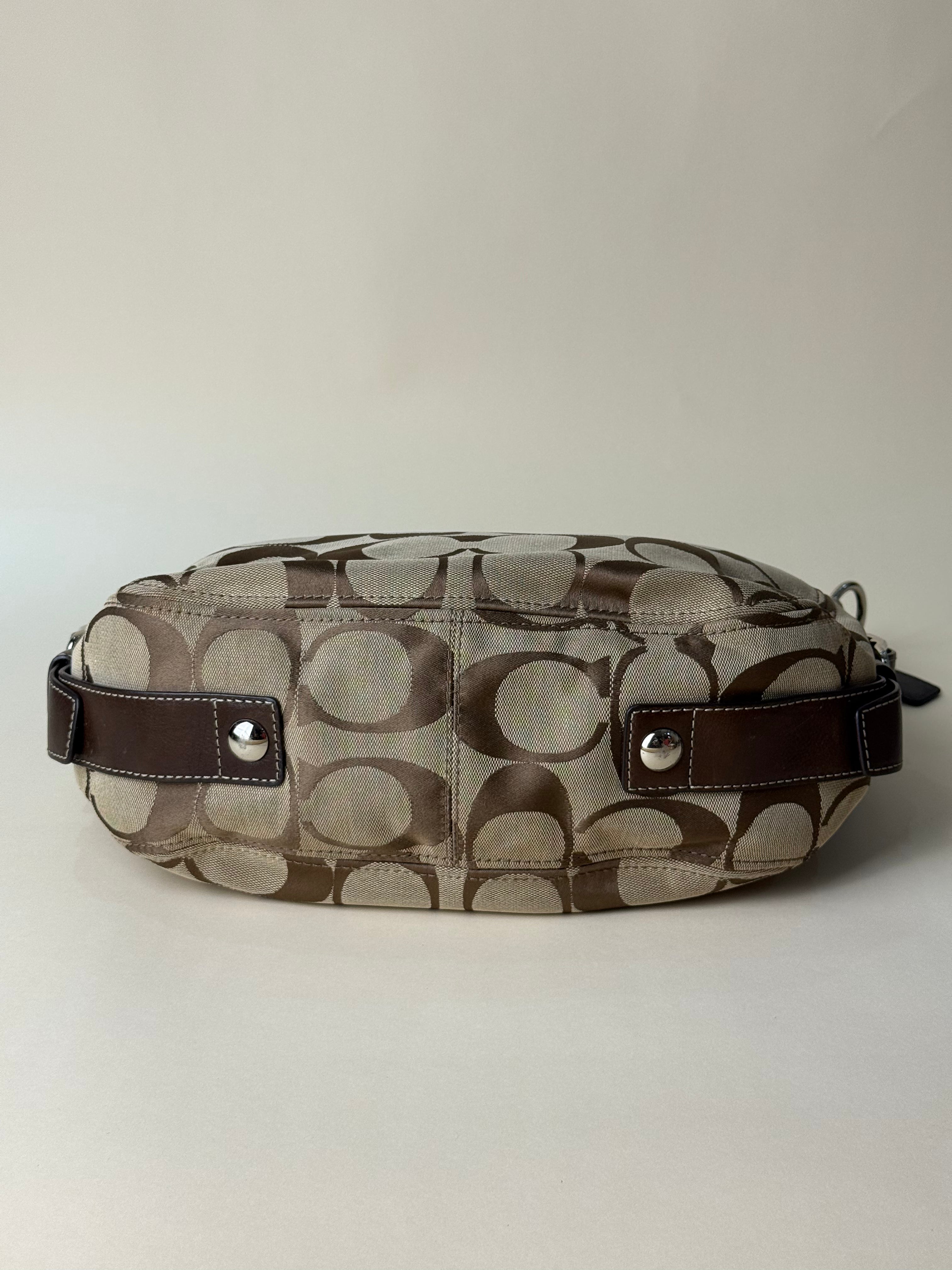 Coach Zoe Large Signature Shoulder Bag - Khaki/Brown
