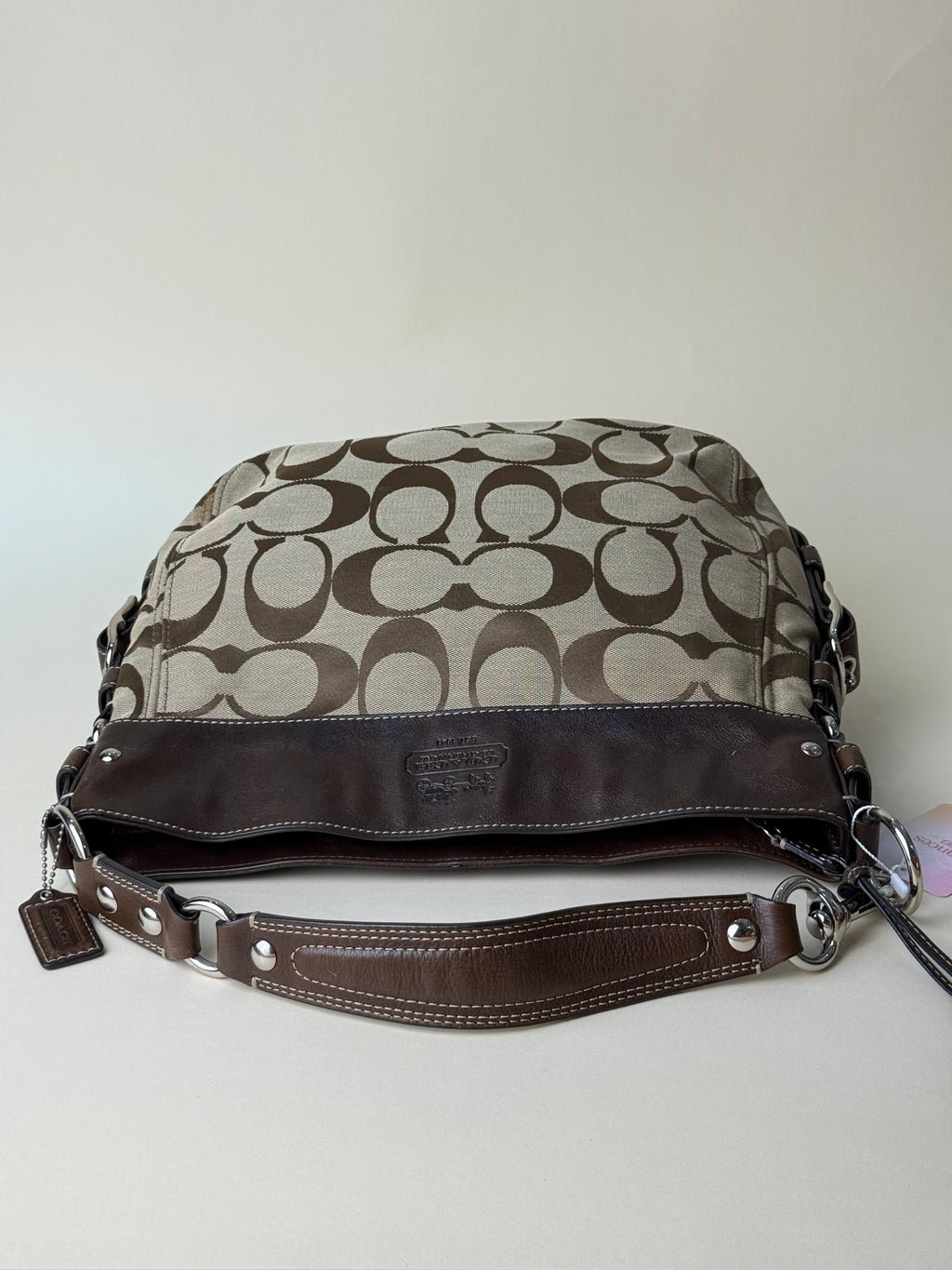 Coach Zoe Large Signature Shoulder Bag - Khaki/Brown