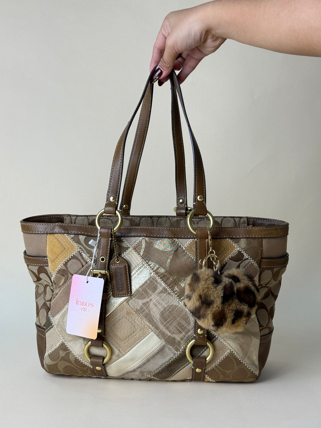 Coach Patchwork Signature Tote - Khaki/Brown Multi