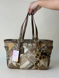 Coach Patchwork Signature Tote - Khaki/Brown Multi