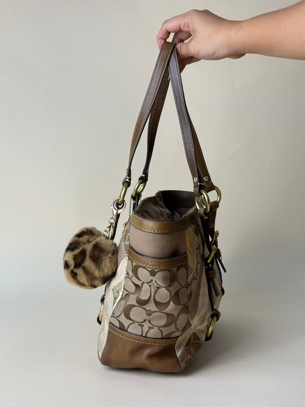 Coach Patchwork Signature Tote - Khaki/Brown Multi