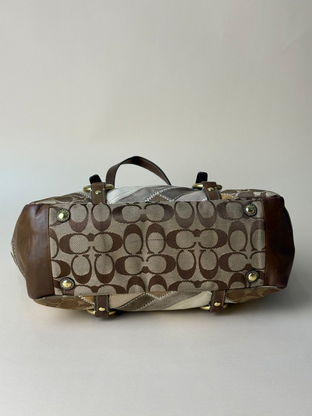 Coach Patchwork Signature Tote - Khaki/Brown Multi