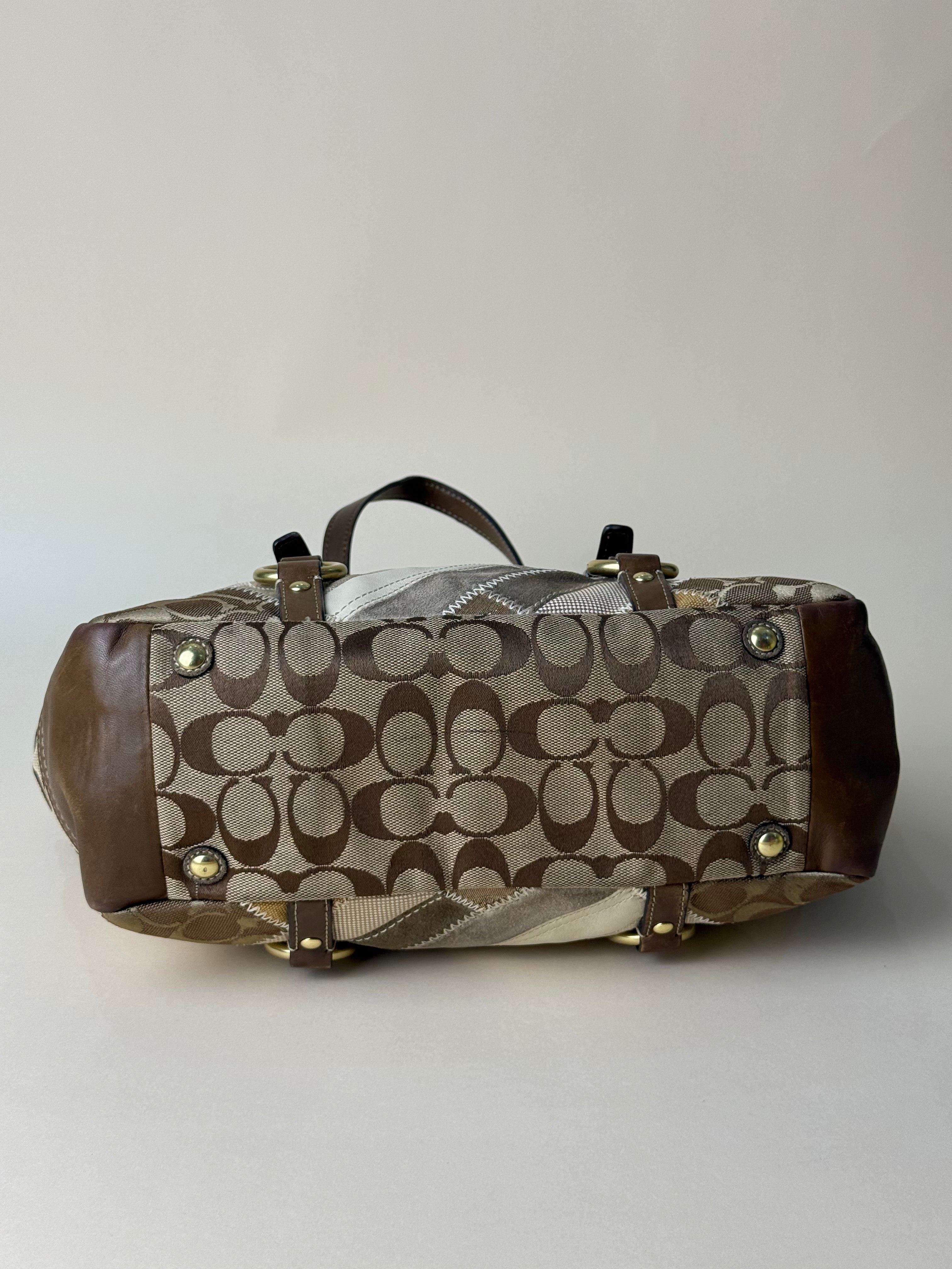 Coach Patchwork Signature Tote - Khaki/Brown Multi