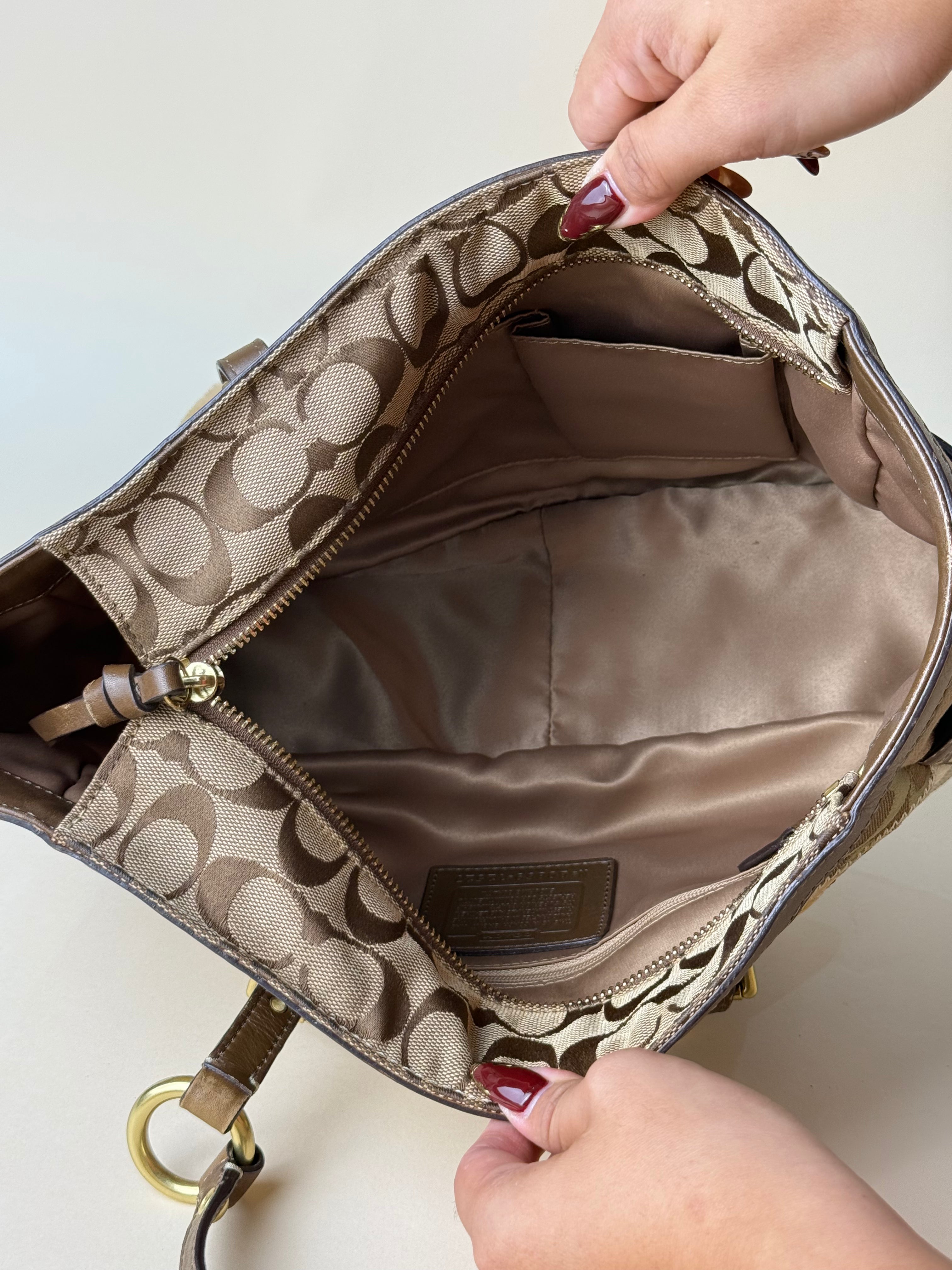 Coach Patchwork Signature Tote - Khaki/Brown Multi