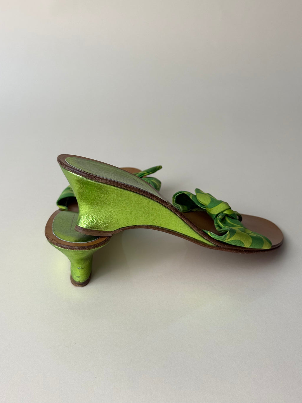 Coach Signature Bow Kitten Heel Sandals – Green