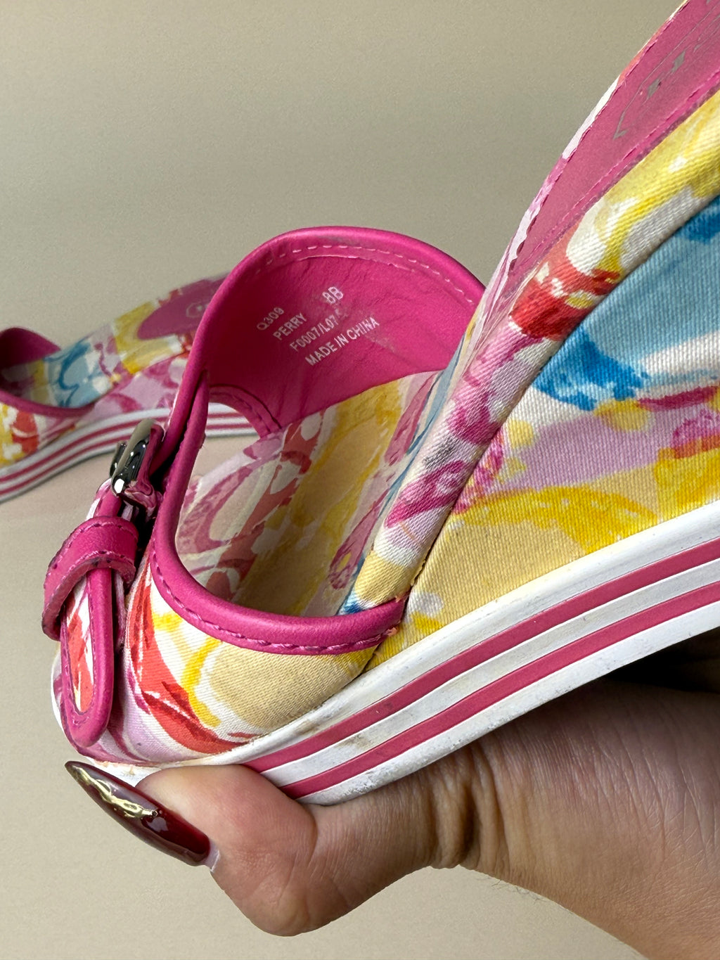 Coach Twirling Cotton Twill Wedge Slides – Magenta