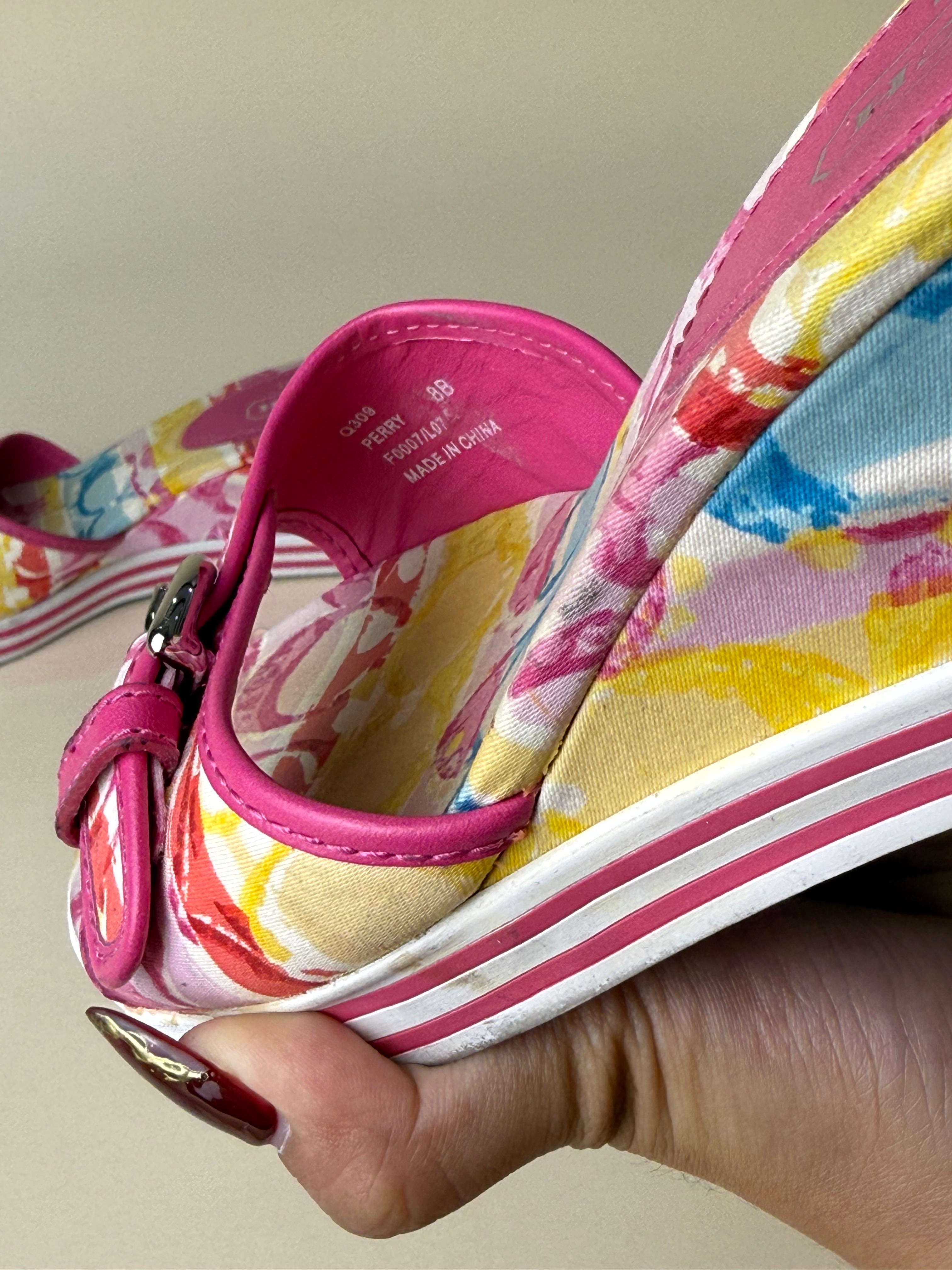 Coach Twirling Cotton Twill Wedge Slides – Magenta