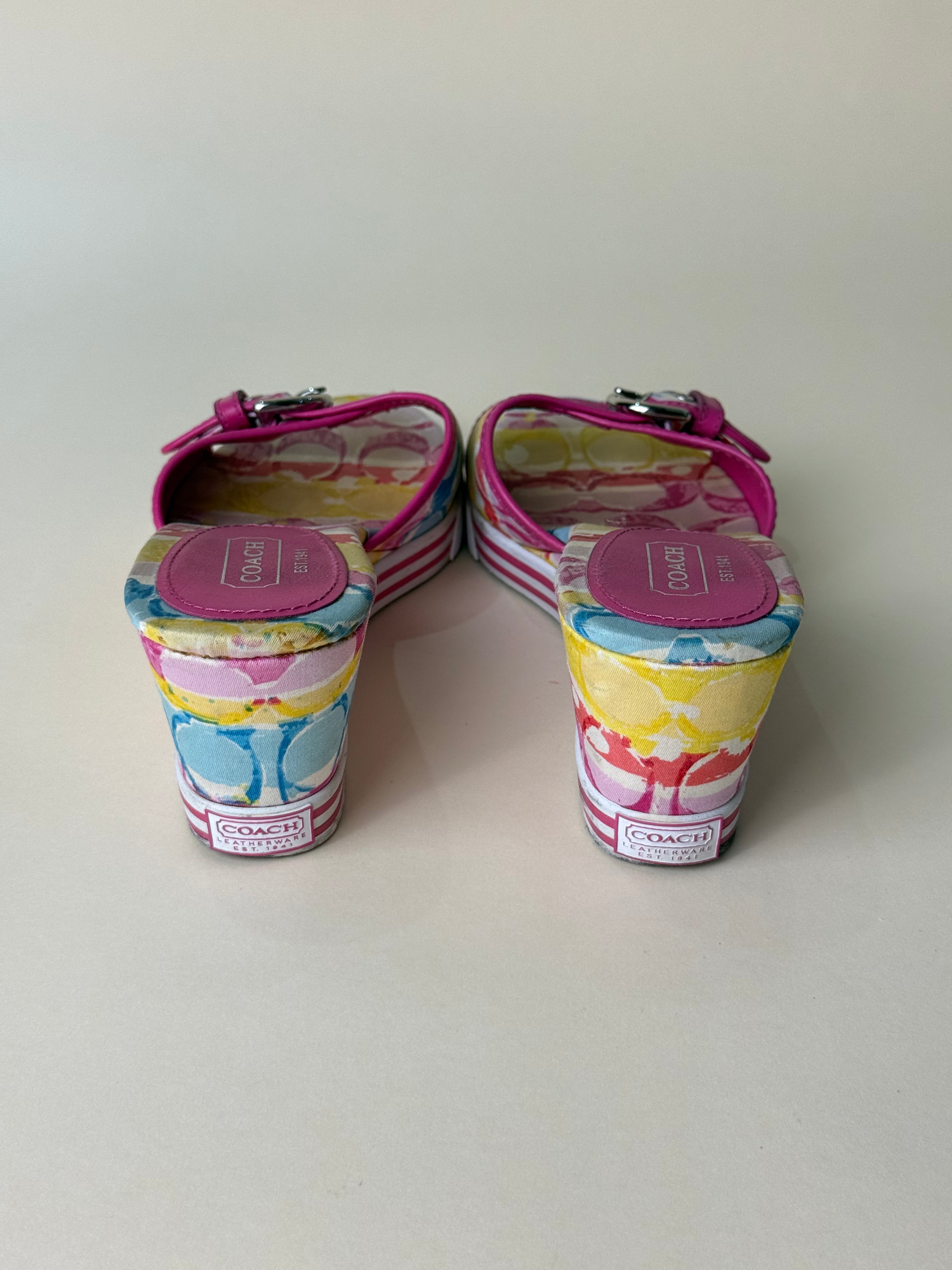 Coach Twirling Cotton Twill Wedge Slides – Magenta